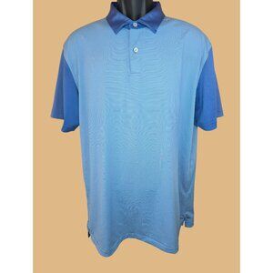 Peter Millar Mens Crown Crafted Blue Striped Polo Large